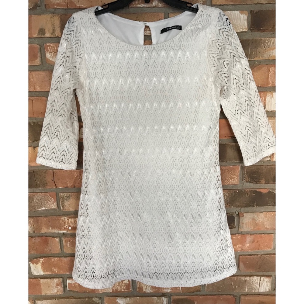 Caramela Women’s Lace 3/4 Sleeve Mini Dress Small